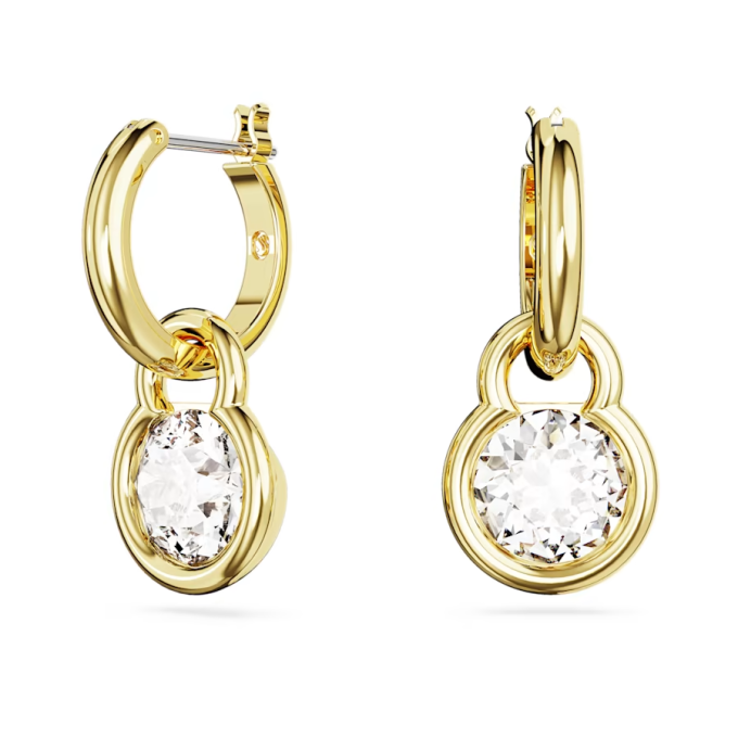 Dextera drop earrings Round cut White Gold-tone plated