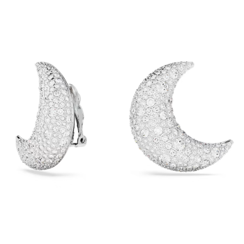 Luna clip earrings Moon White Rhodium plated