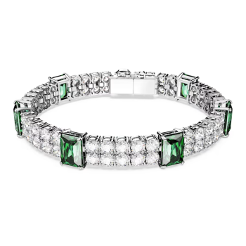 Matrix Tennis bracelet Mixed cuts Green Rhodium plated
