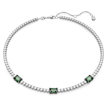 Matrix Tennis necklace Mixed cuts Green Rhodium plated