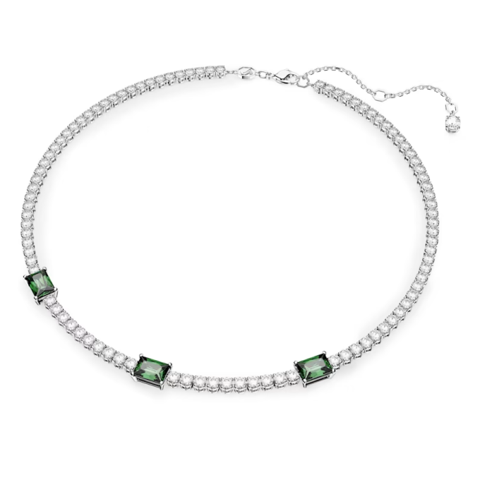 Matrix Tennis necklace Mixed cuts Green Rhodium plated