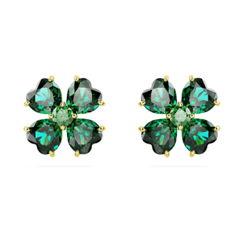 Idyllia stud earrings Clover Green Gold-tone plated
