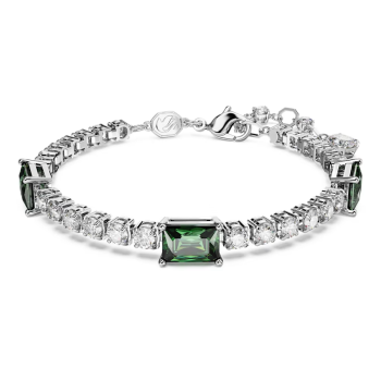 Matrix Tennis bracelet Mixed cuts Green Rhodium plated