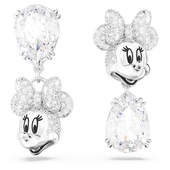 Disney Minnie Mouse drop earrings Asymmetrical design White Rhodium plated