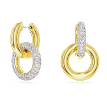 Dextera hoop earrings Asymmetrical design Interlocking loop White Gold-tone plated