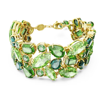Gema bracelet Mixed cut Green Gold-tone plated