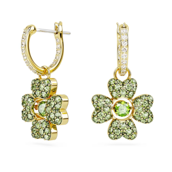 Idyllia drop earrings Clover Green Gold-tone plated