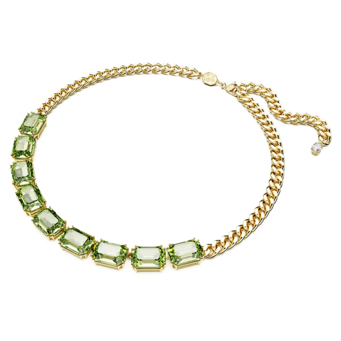 Millenia necklace Octagon cut Green Gold tone plated