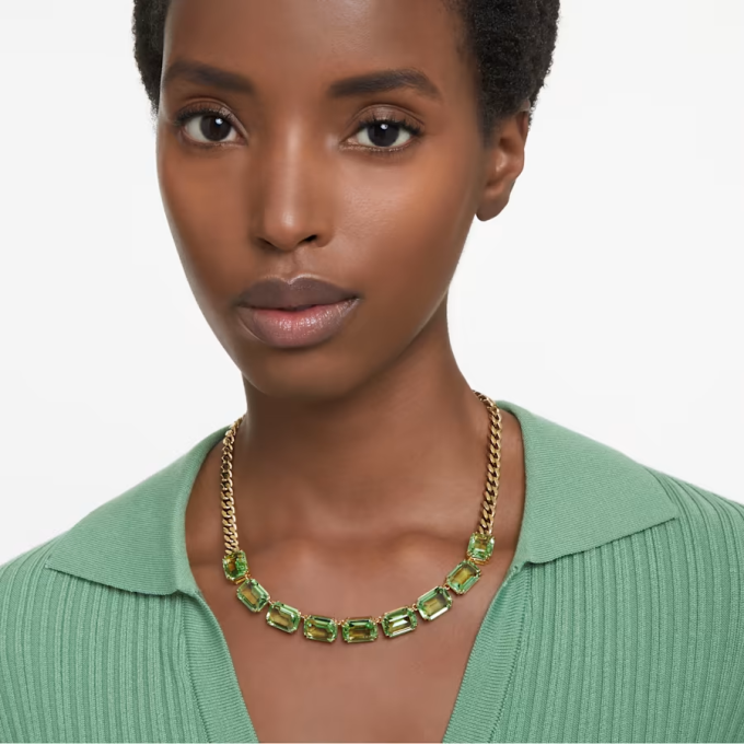 Millenia necklace Octagon cut Green Gold tone plated