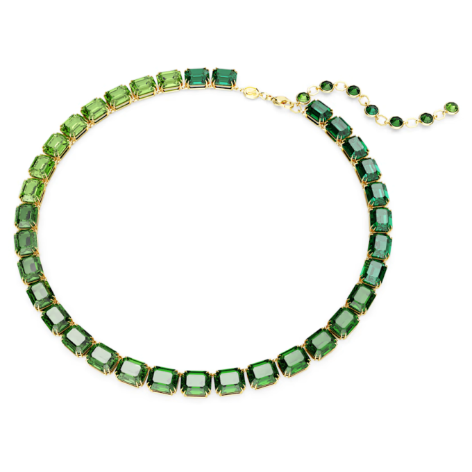 Millenia necklace Octagon cut Color gradient Green Gold tone plated
