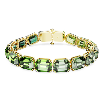 Millenia bracelet Octagon cut Color gradient Green Gold-tone plated
