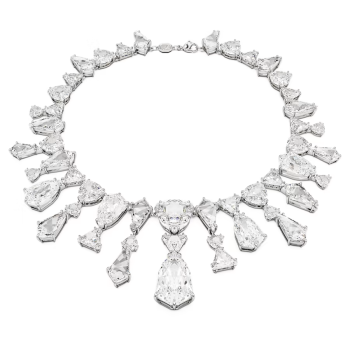 Mesmera necklace Statement Mixed cuts White Rhodium plated