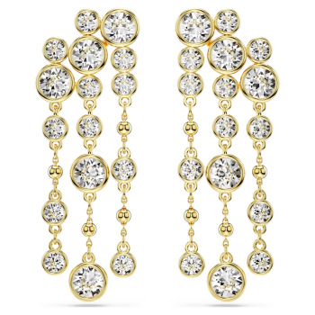 Imber drop earrings Round cut Chandelier White Gold-tone plated