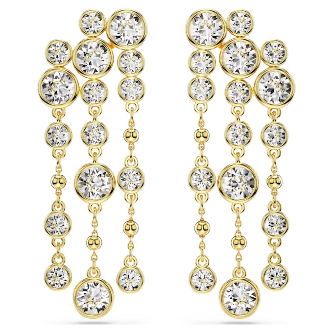 Imber drop earrings Round cut Chandelier White Gold-tone plated