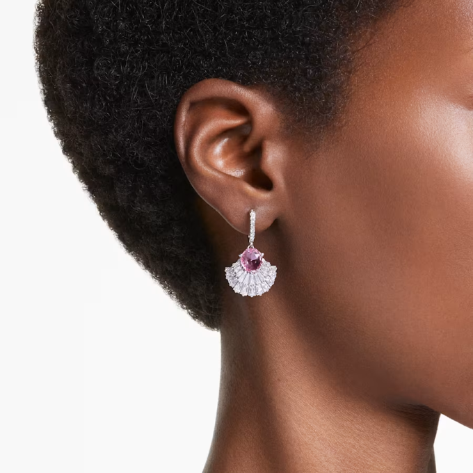 Idyllia drop earrings Shell Pink Rhodium plated