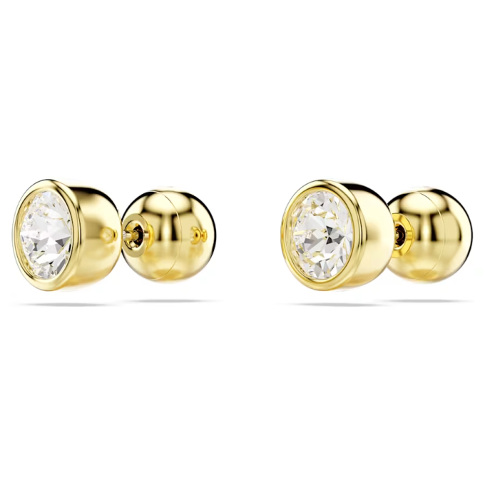 Imber stud earrings Round cut White Gold-tone plated