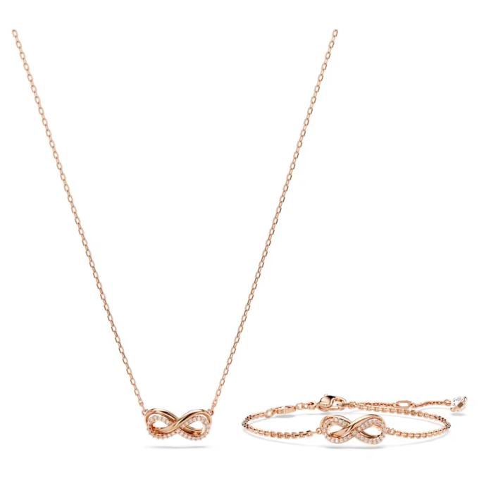 Hyperbola set Infinity White Rose gold-tone plated