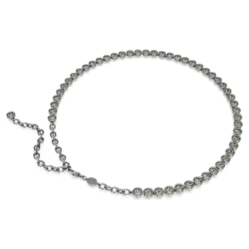 Imber Tennis necklace Round cut Gray Ruthenium plated