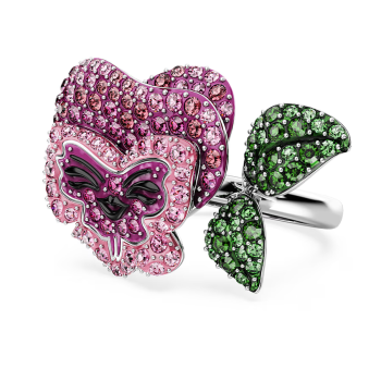 Alice in Wonderland cocktail ring Flower Multicolored Rhodium plated