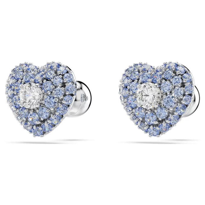 Hyperbola stud earrings Heart Blue Rhodium plated