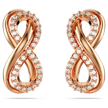 Hyperbola stud earrings Infinity White Rose gold-tone plated