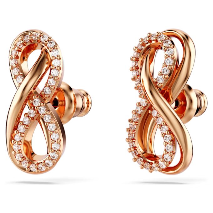 Hyperbola stud earrings Infinity White Rose gold-tone plated