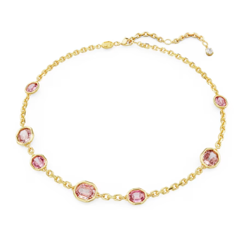 Imber necklace Octagon cut Pink Gold-tone plated