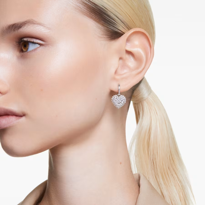 Hyperbola drop earrings Heart White Rhodium plated