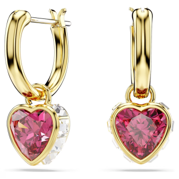 Chroma drop earrings Heart Red Gold-tone plated