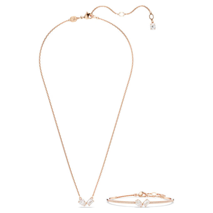 Mesmera set Mixed cuts White Rose gold-tone plated