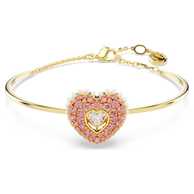 Hyperbola bangle Heart Pink Gold-tone plated