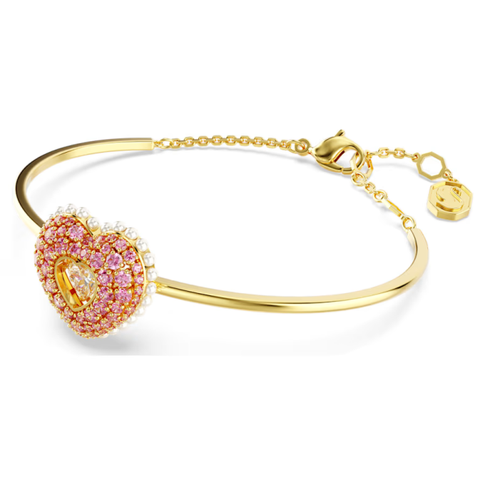 Hyperbola bangle Heart Pink Gold-tone plated