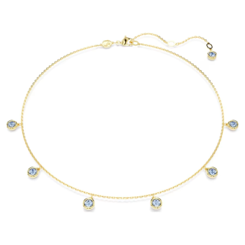 Imber necklace Round cut Light blue Gold-tone plated