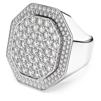 Dextera cocktail ring Octagon shape White Rhodium plated