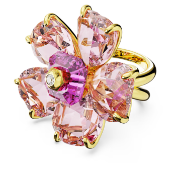 Florere cocktail ring Flower Pink Gold-tone plated