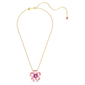Florere necklace Flower Pink Gold-tone plated