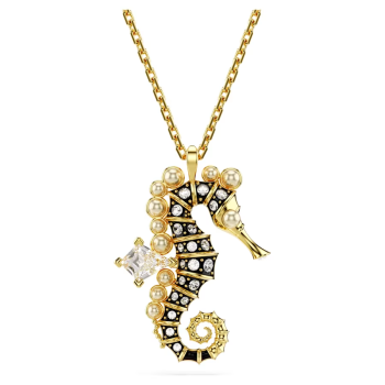 Idyllia pendant Crystal pearls Seahorse White Gold-tone plated