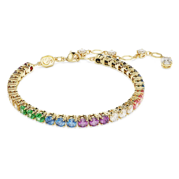 Matrix bracelet Round cut Multicolored Gold-tone plated