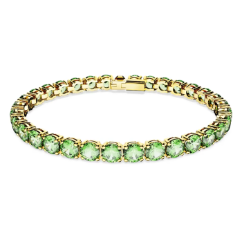 Matrix Tennis bracelet Round cut Green Gold-tone plated