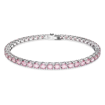 Matrix Tennis bracelet Round cut Pink Rhodium plated