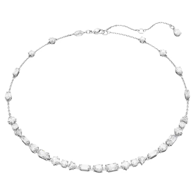 Mesmera necklace Mixed cuts Scattered design White Rhodium plated