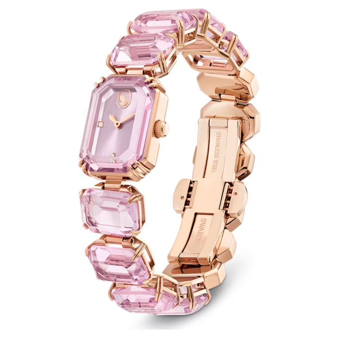 Watch Octagon cut bracelet Pink Rose gold-tone finish