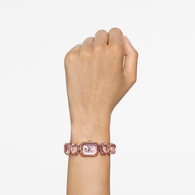 Watch Octagon cut bracelet Pink Rose gold-tone finish
