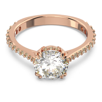 Constella cocktail ring Round cut Pavé White Rose gold-tone plated