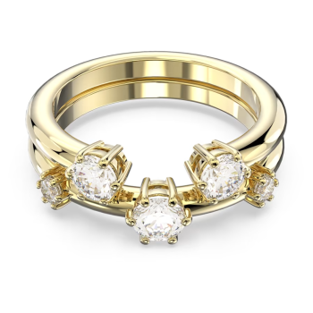 Constella ring Set (2) Round cut White Gold-tone plated