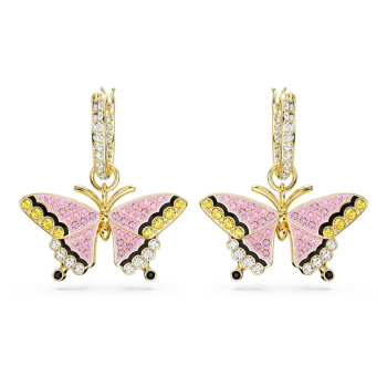 Idyllia drop earrings Butterfly Multicolored Gold-tone plated
