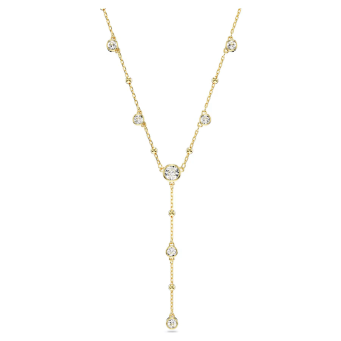 Imber Y necklace Round cut Scattered design White Gold-tone plated