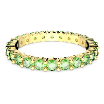 Matrix ring Round cut Green Gold-tone plated