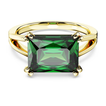 Matrix cocktail ring Rectangular cut Green Gold-tone plated