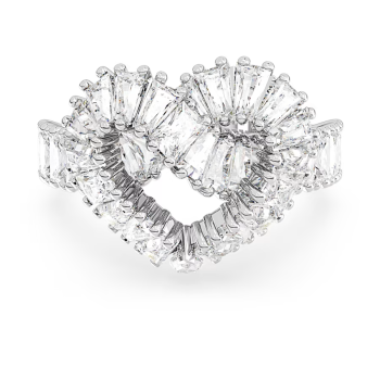 Matrix cocktail ring Mixed cuts Heart White Rhodium plated